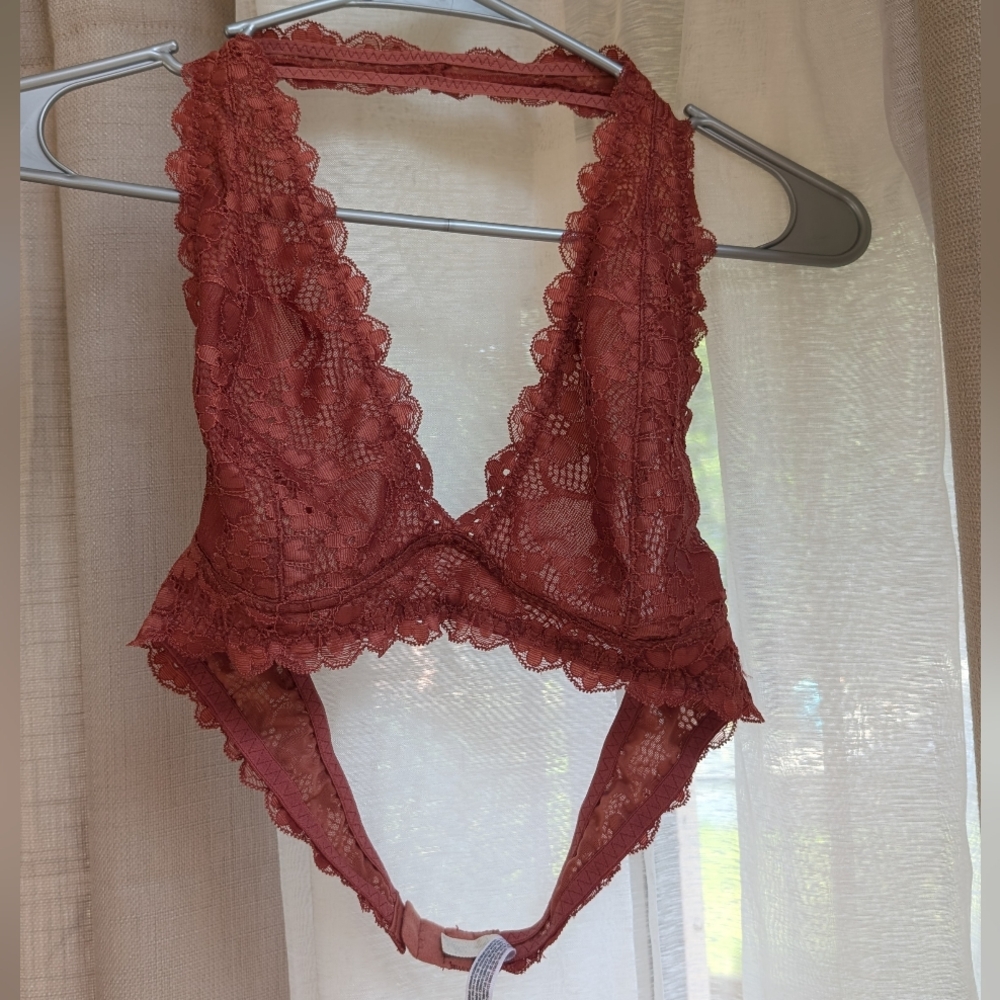 Free People Lace Bra with Plunging Neckline